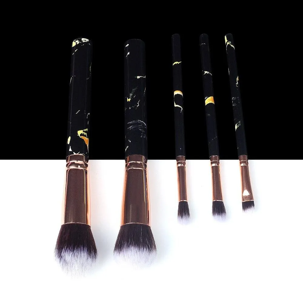 Marble Makeup Natural Wool Fibre Hair Brush Set Kit