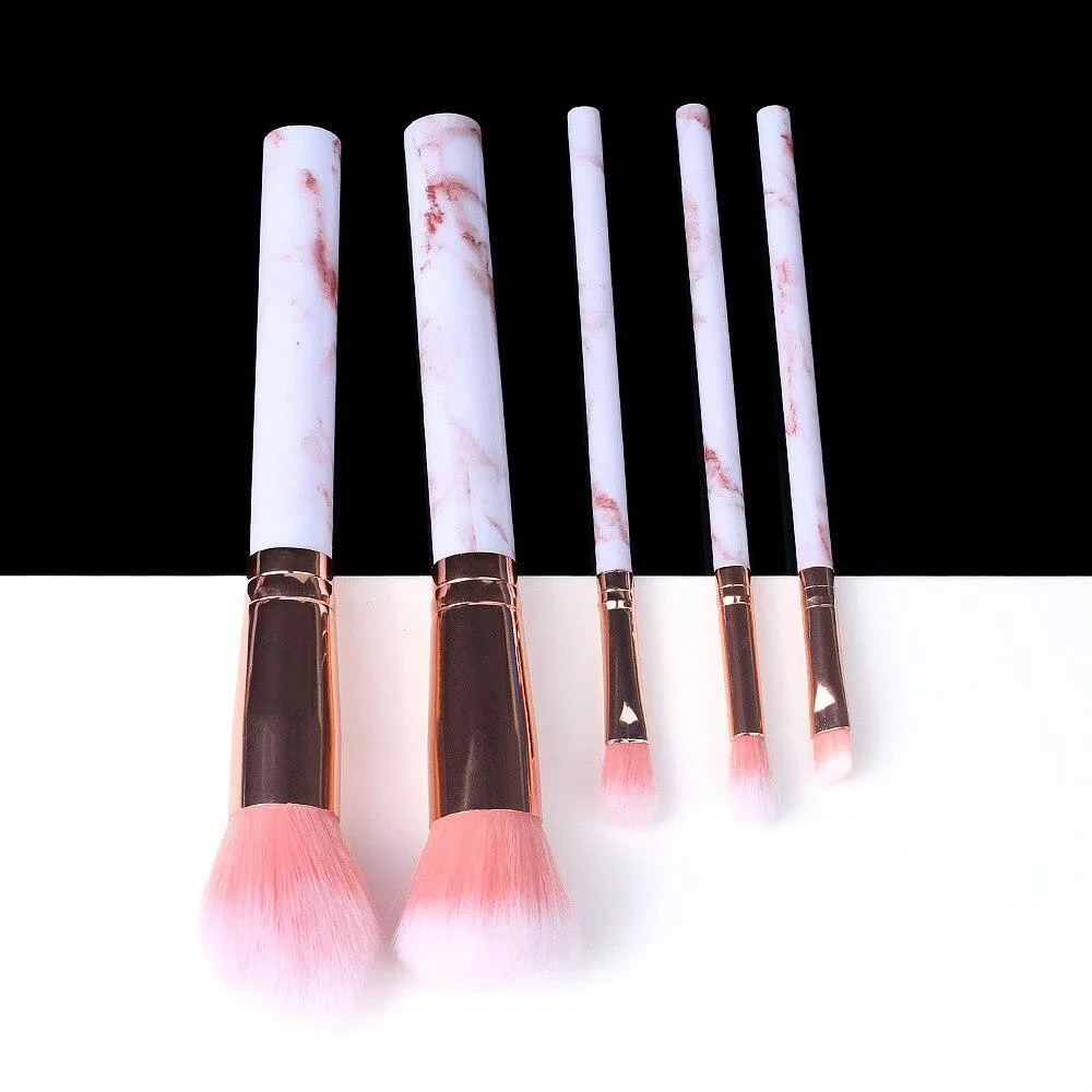 Marble Makeup Natural Wool Fibre Hair Brush Set Kit