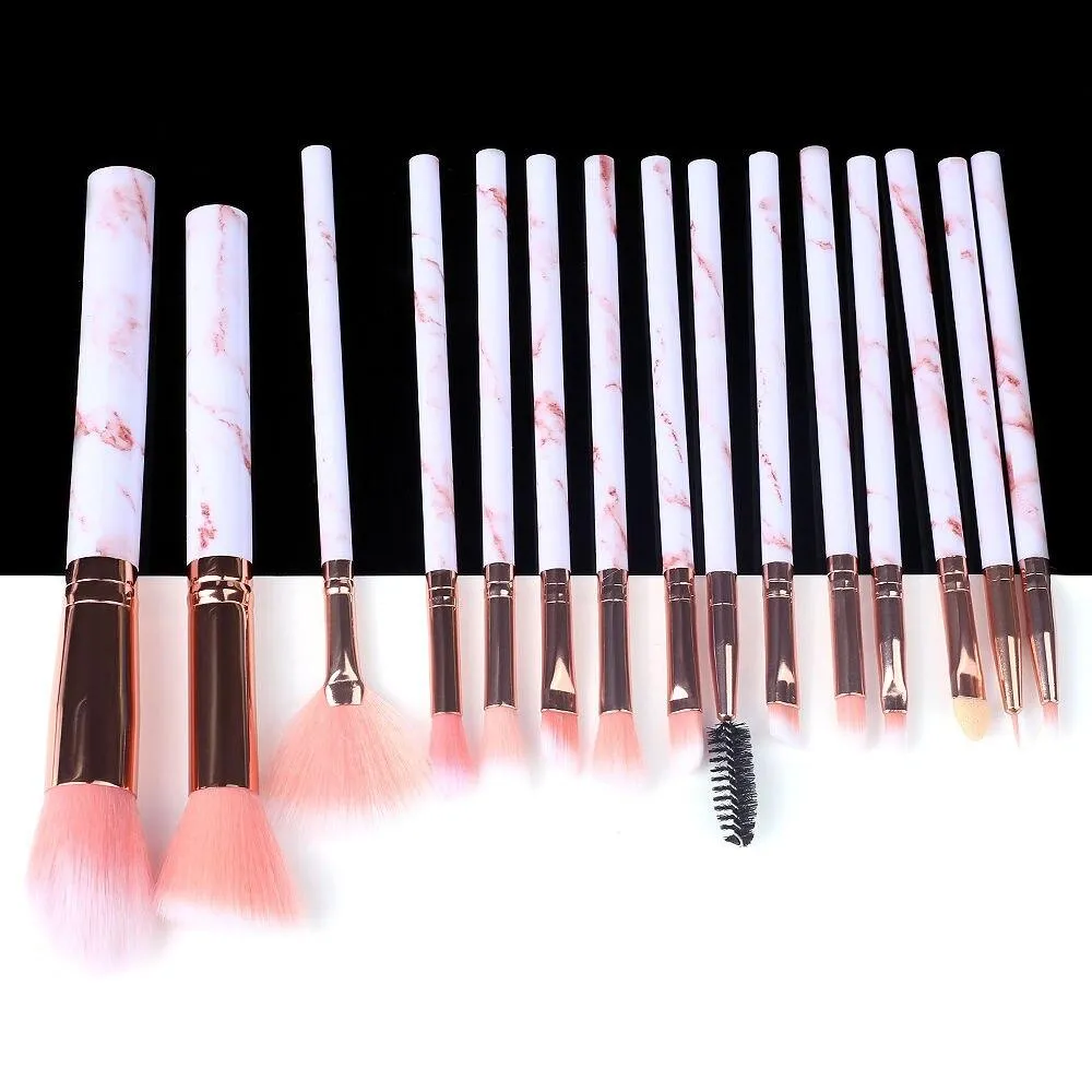 Marble Makeup Natural Wool Fibre Hair Brush Set Kit