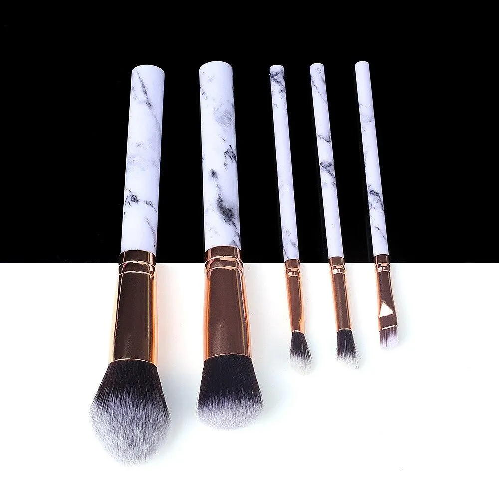 Marble Makeup Natural Wool Fibre Hair Brush Set Kit