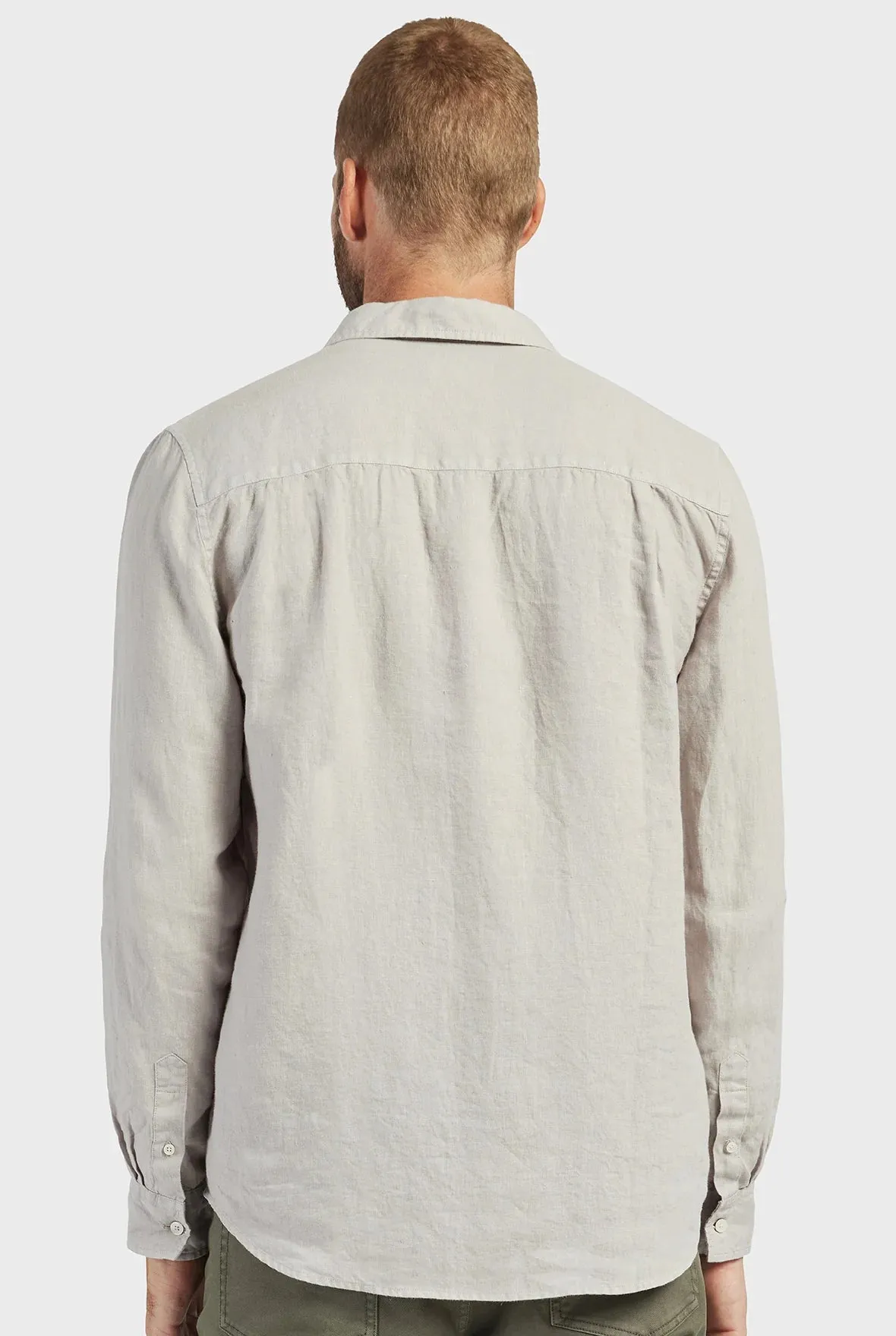 Mick Linen Shirt in Silver Cloud