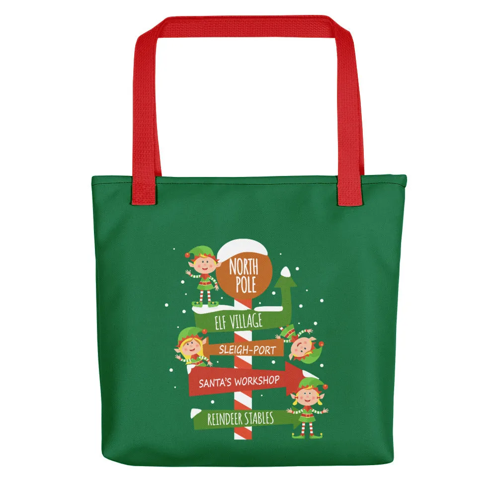 North Pole Sign Board Tote bag