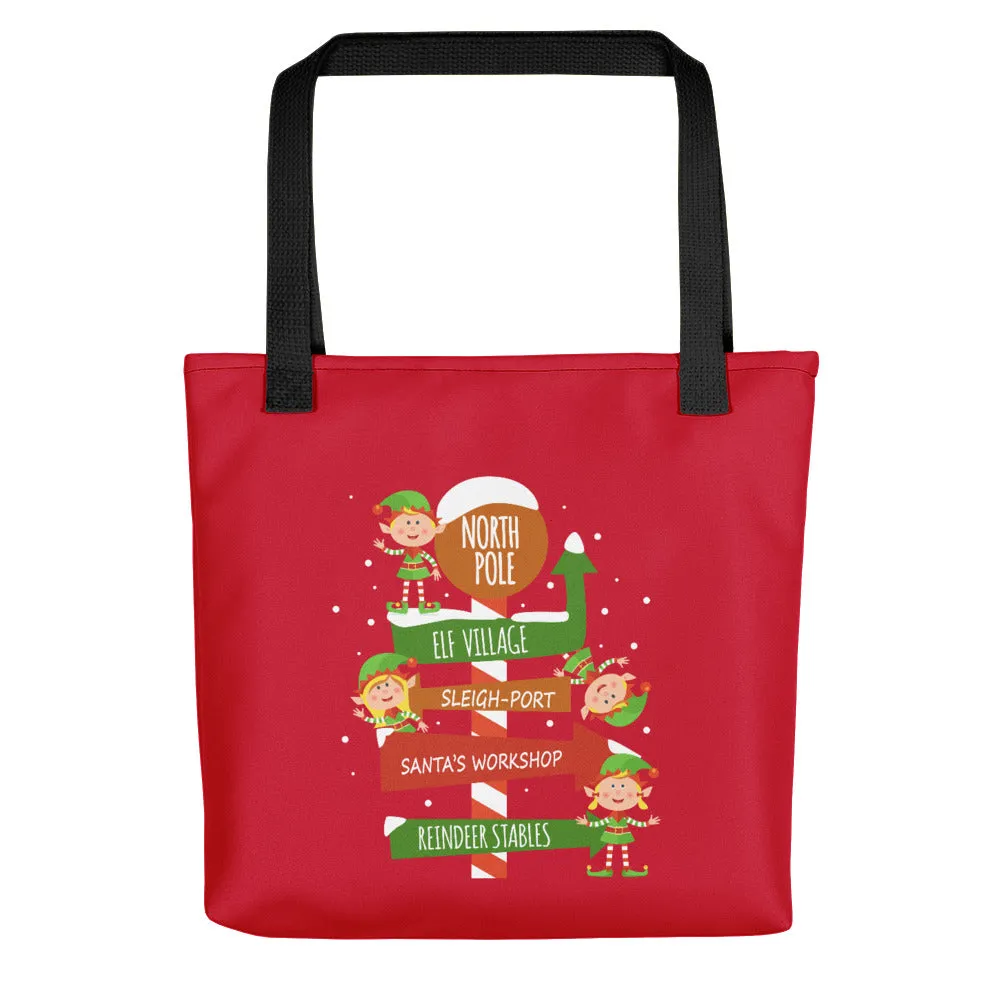 North Pole Sign Board Tote bag