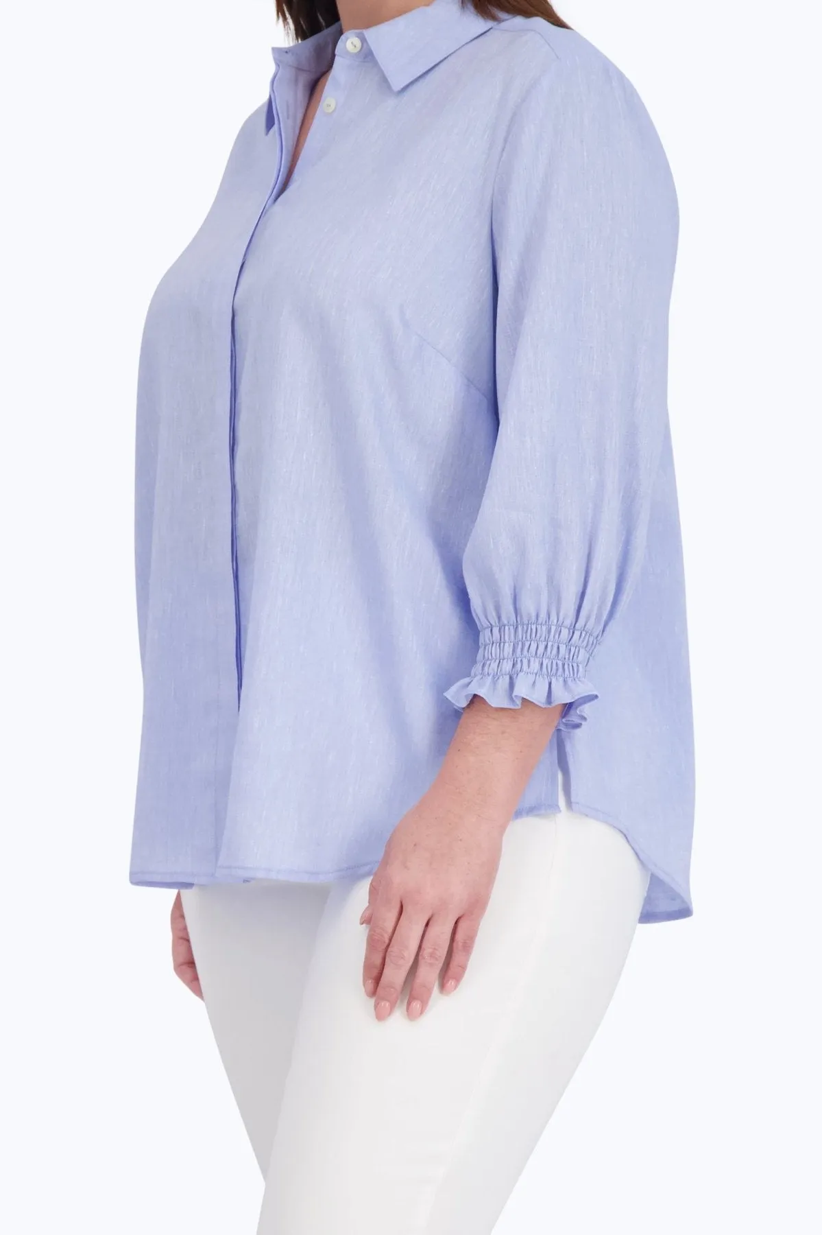 Olivia Plus Easy Care Solid Linen Shirt