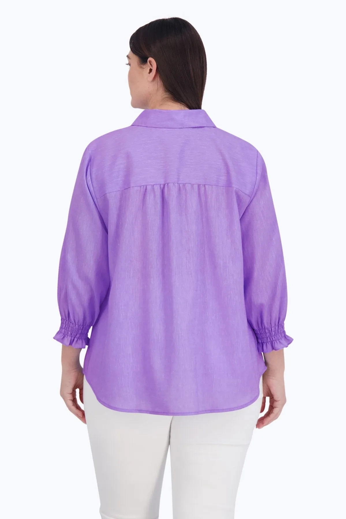 Olivia Plus Easy Care Solid Linen Shirt