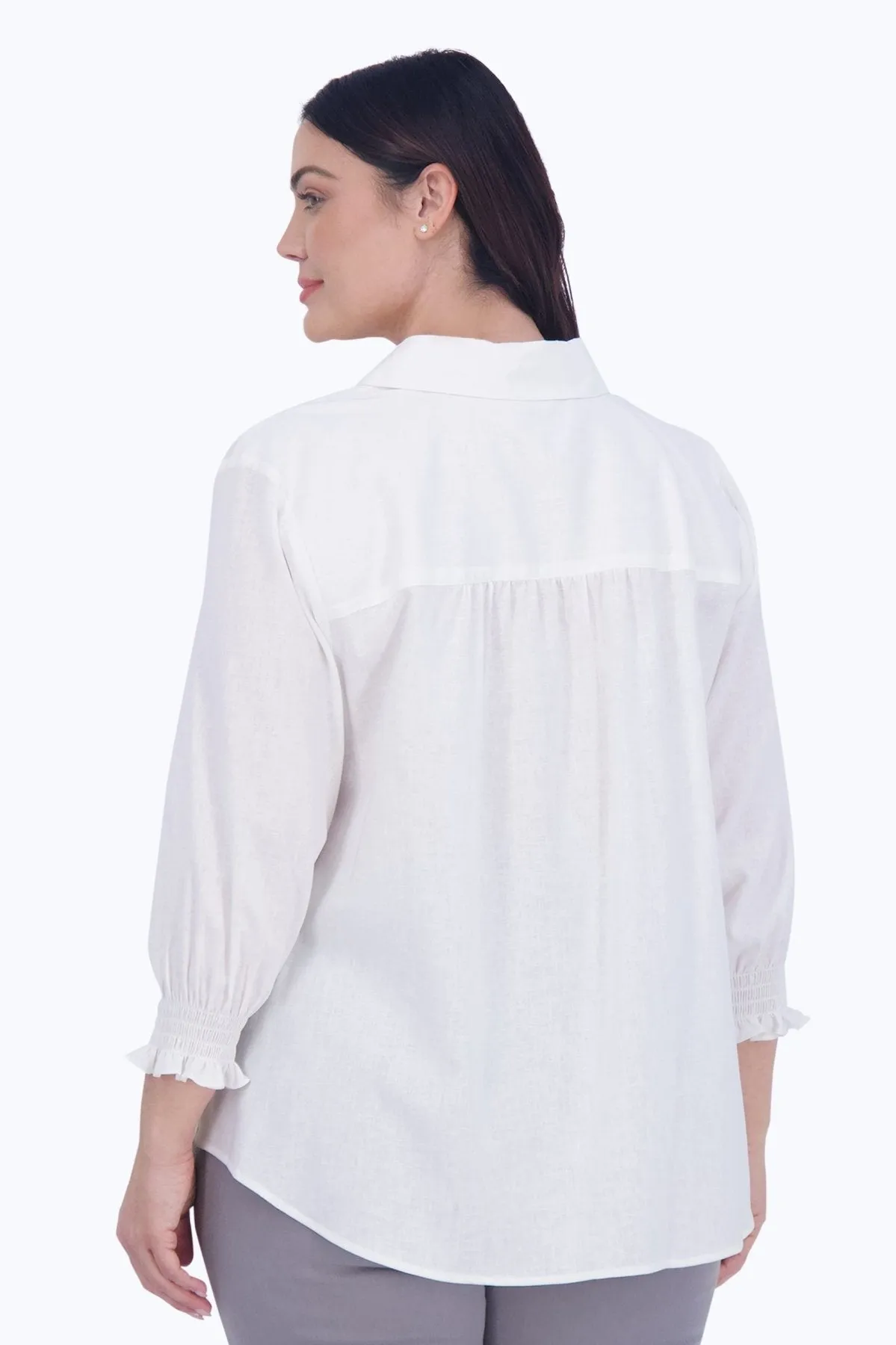 Olivia Plus Easy Care Solid Linen Shirt