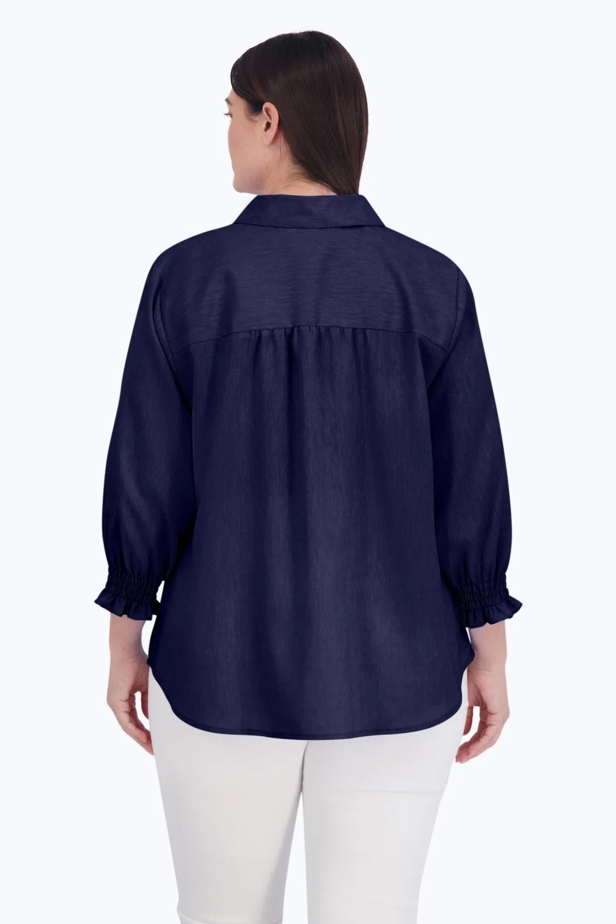 Olivia Plus Easy Care Solid Linen Shirt