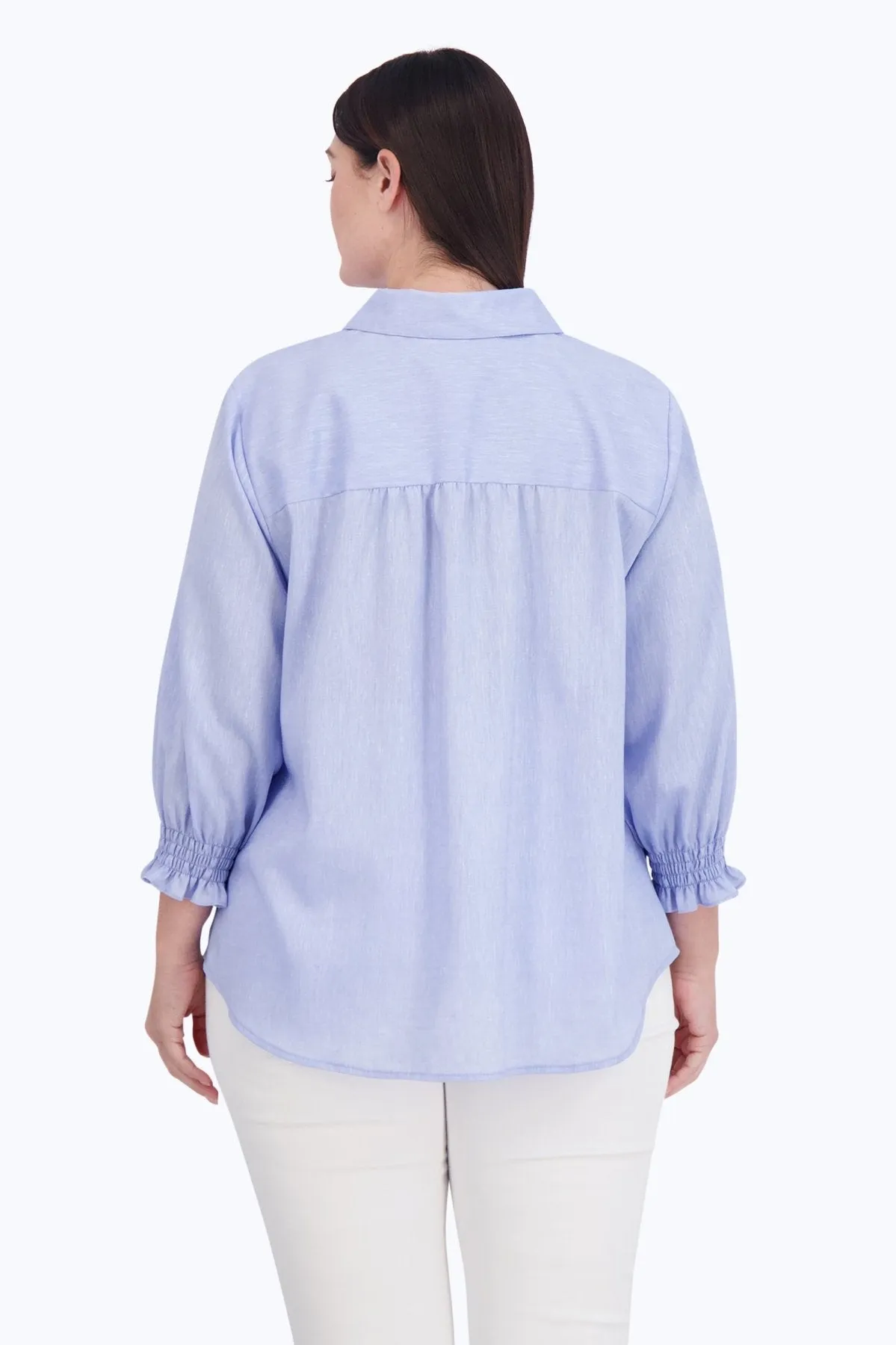 Olivia Plus Easy Care Solid Linen Shirt