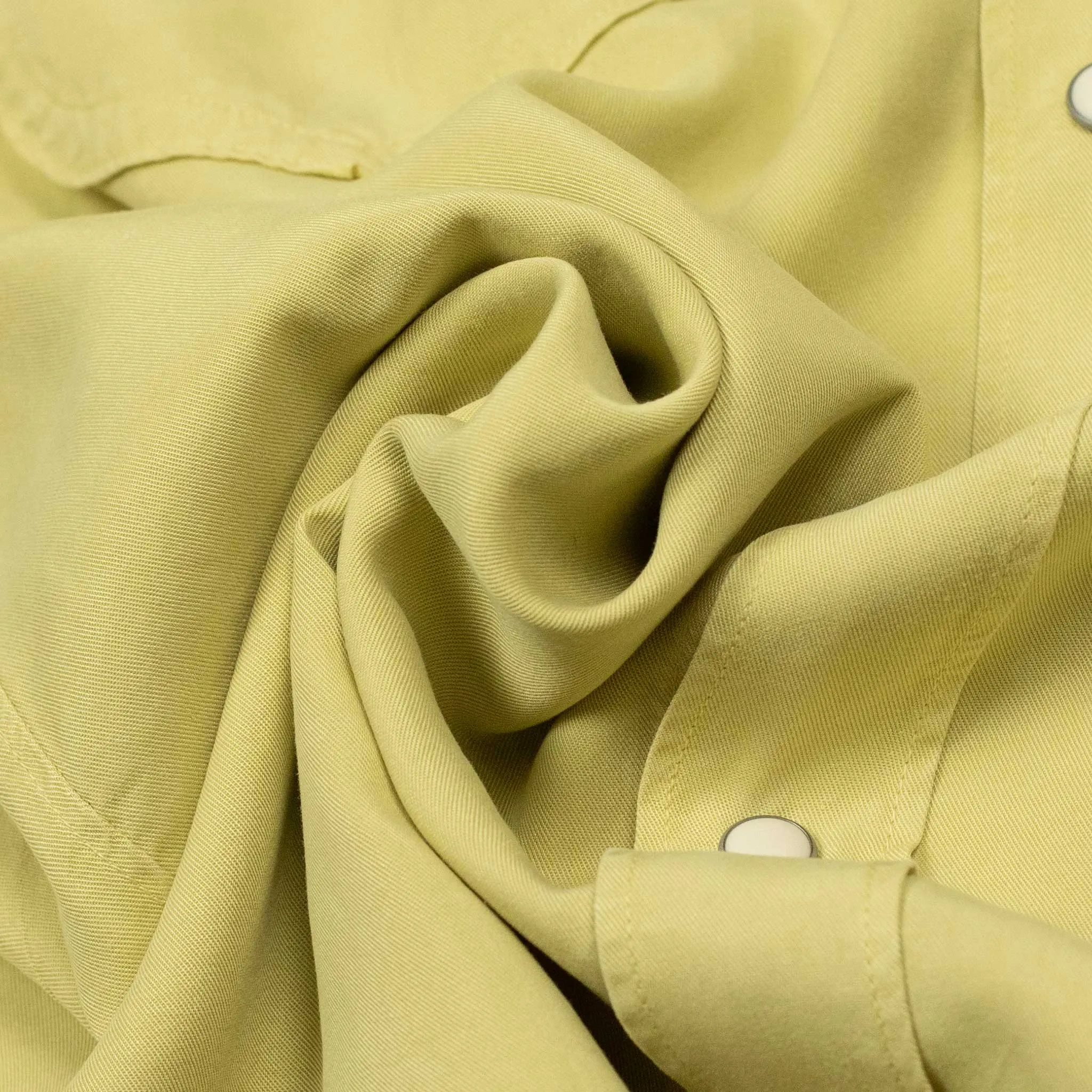 Pearl snap shirt in sunshine yellow tencel