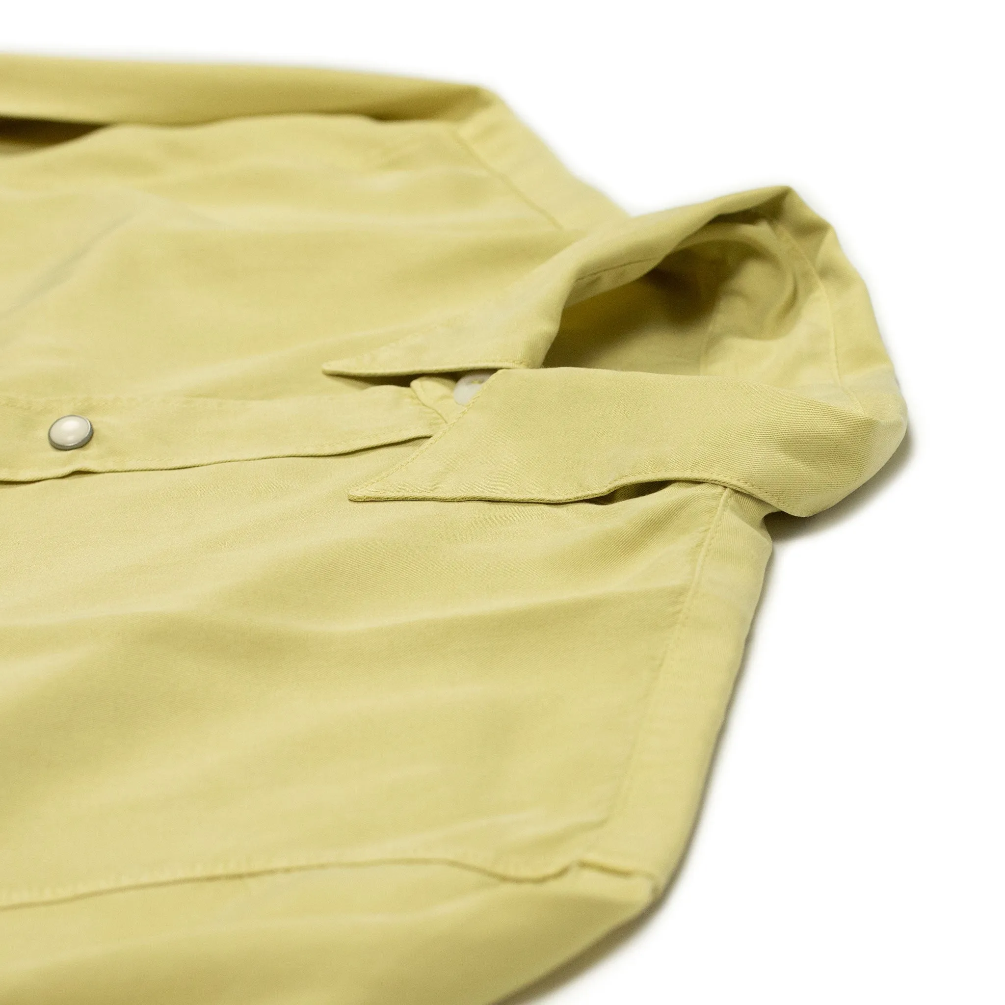 Pearl snap shirt in sunshine yellow tencel