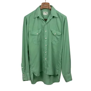 Pearlsnap shirt in celedon green tencel gabardine