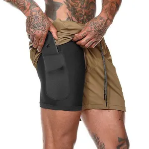 Quick Drying And Breathable Double Layer Men's Fitness Shorts