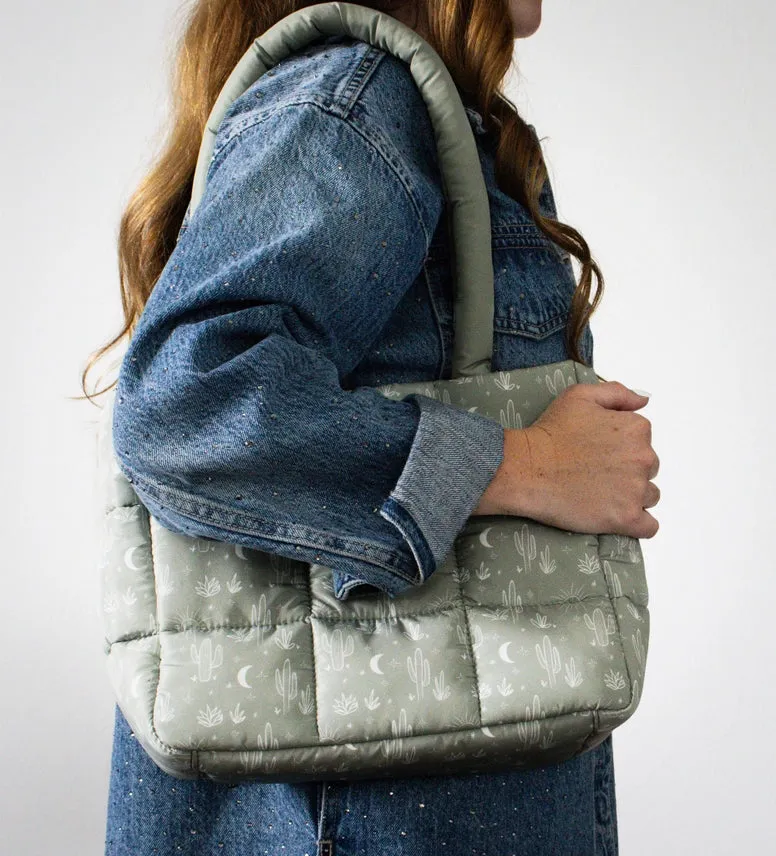 Quilted Puffer Tote Bag, Cactus Cloud Bag