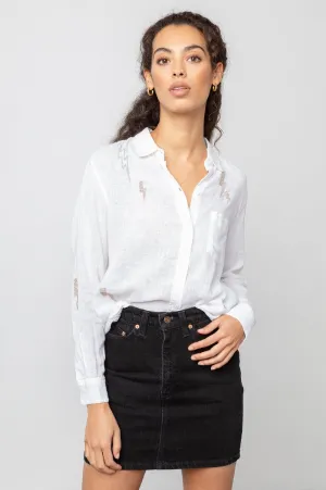 Rails - Charli Button-Down Shirt in White Lightning Embroidery