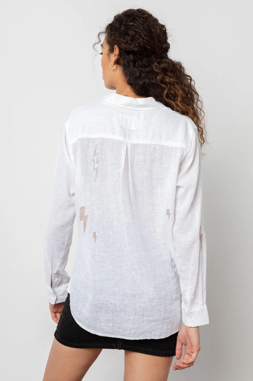 Rails - Charli Button-Down Shirt in White Lightning Embroidery