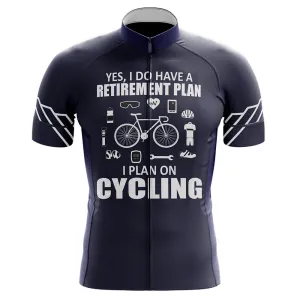 Retirement Plan Navy Men's Short Sleeve Cycling Jersey