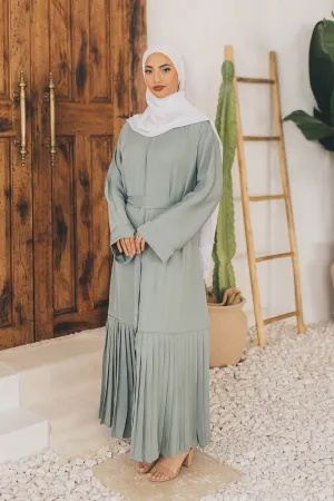 Sahra Open Pleat Abaya- Mint Gray