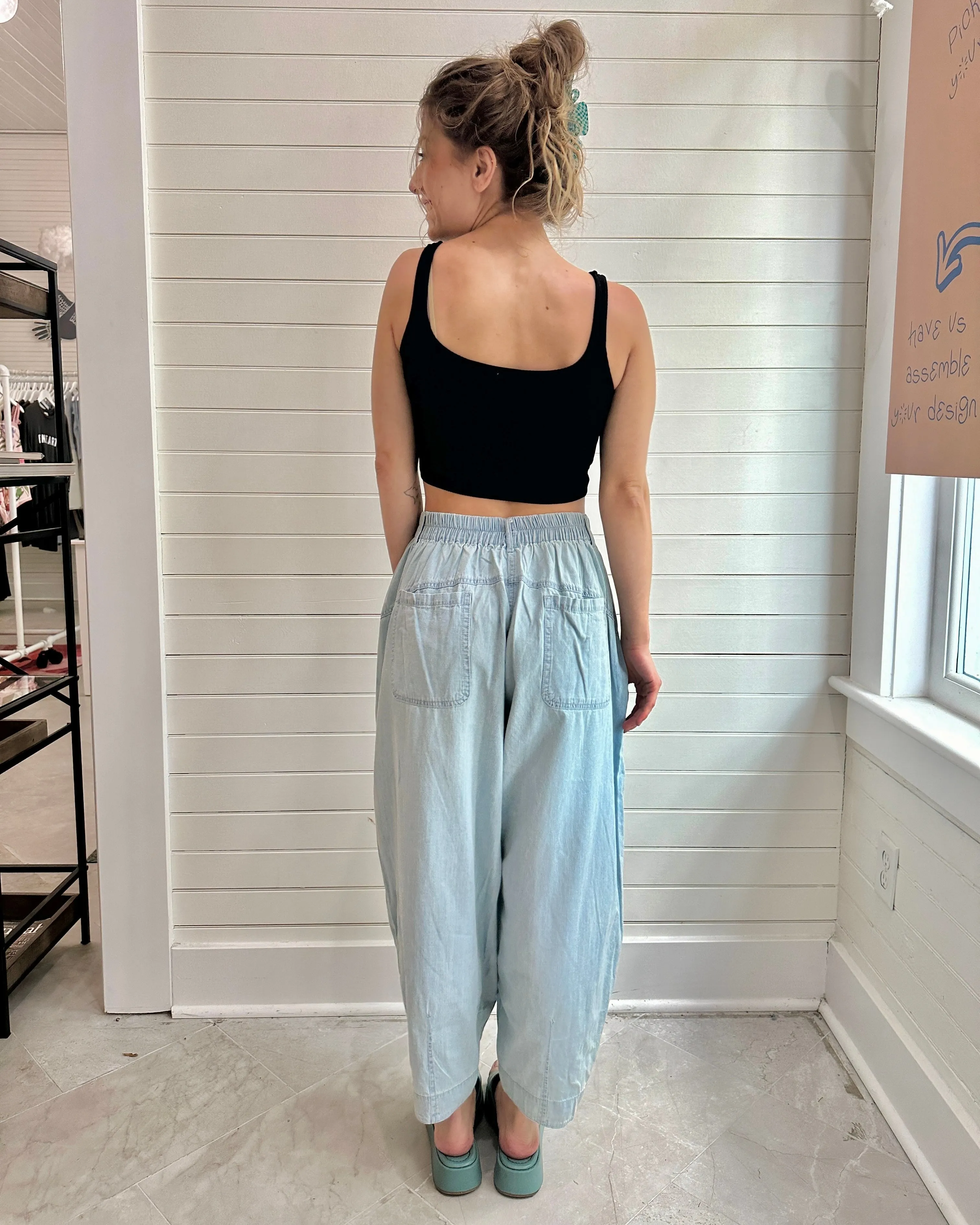 The Quinn Denim Pleat Pants