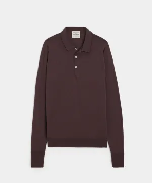 Todd Snyder x John Smedley Long Sleeve Polo in Truffle