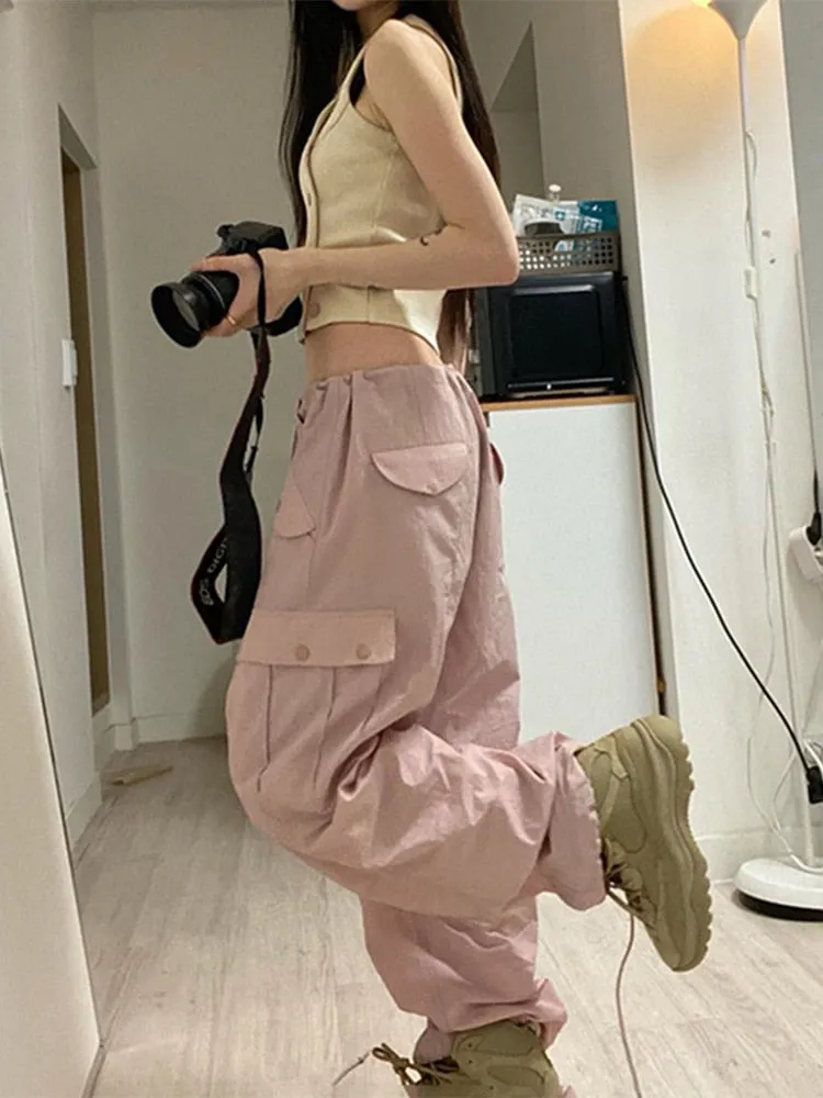 Wenkouban  2023 Casual Drawstring Y2k Pants Cargo Women Low Waist Loose Baggy Joggers Trousers Harajuku Wide Leg Sweatpants