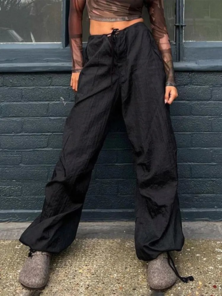 Wenkouban  2023 Casual Drawstring Y2k Pants Cargo Women Low Waist Loose Baggy Joggers Trousers Harajuku Wide Leg Sweatpants