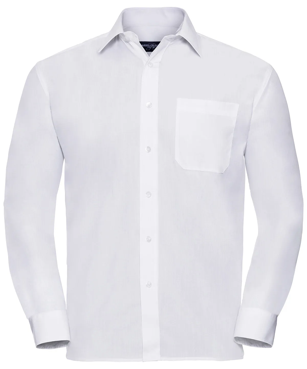 White - Long sleeve polycotton easycare poplin shirt