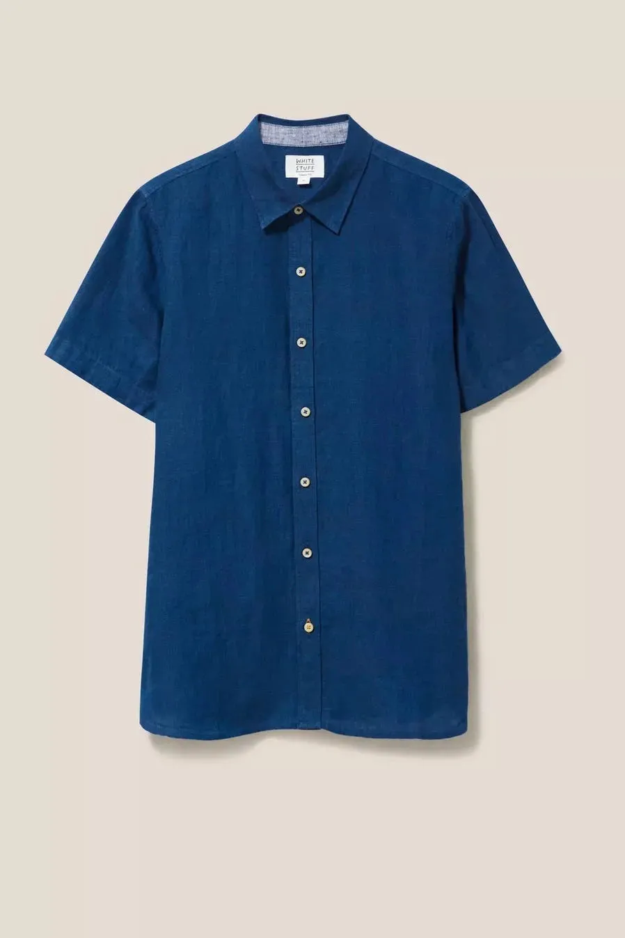 White Stuff Pembroke Short Sleeve Linen Shirt in Dark Navy