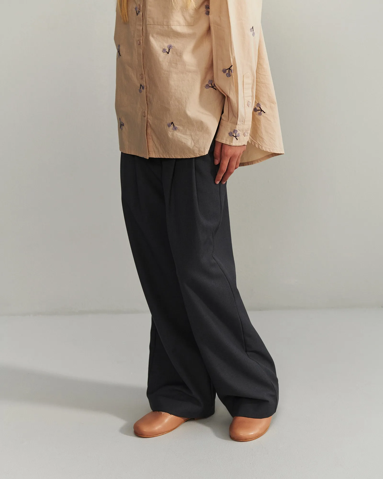 Wide leg trousers with pleats - Tween - Dark Grey