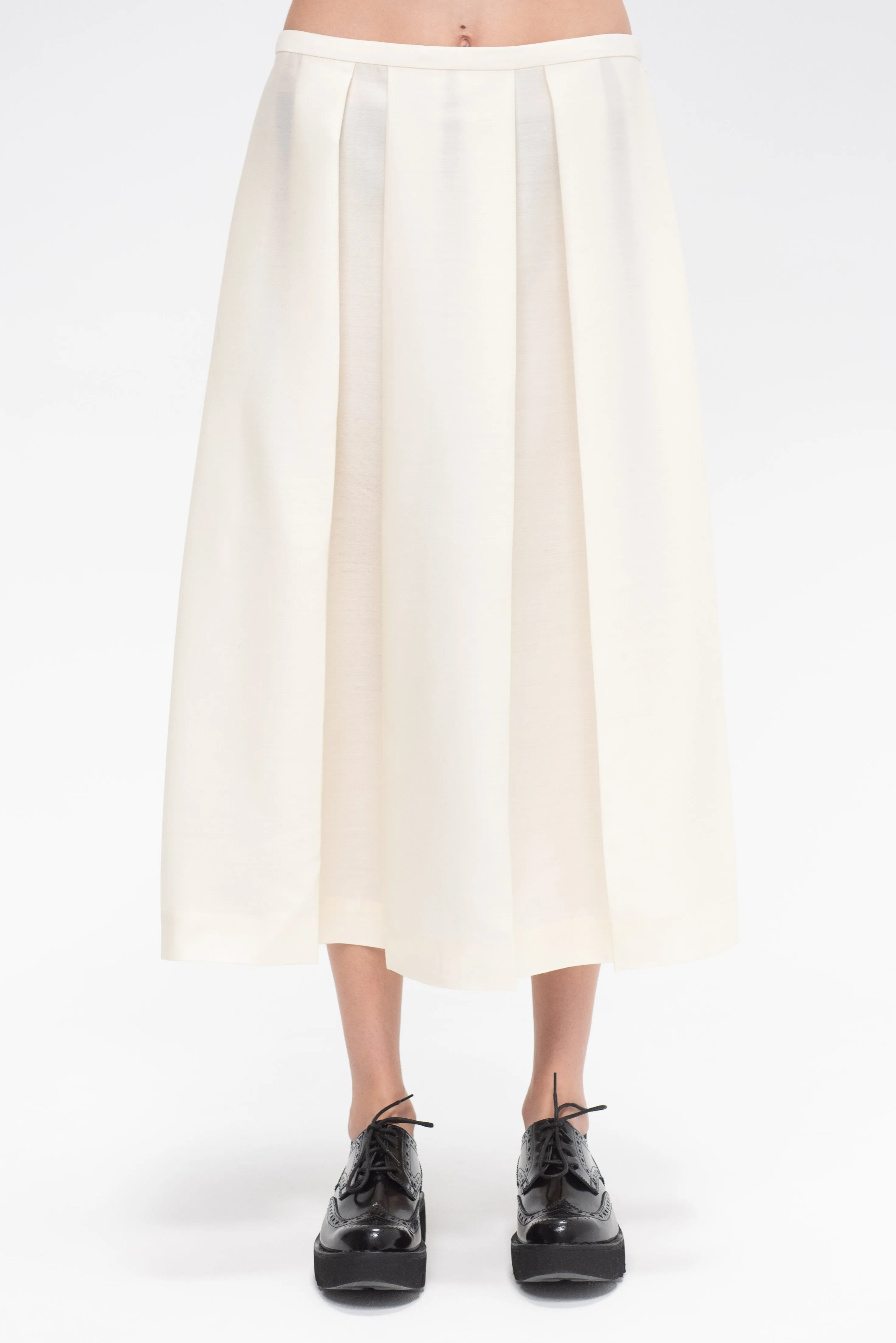 Wool Silk Twinflower Skirt, Macadamia