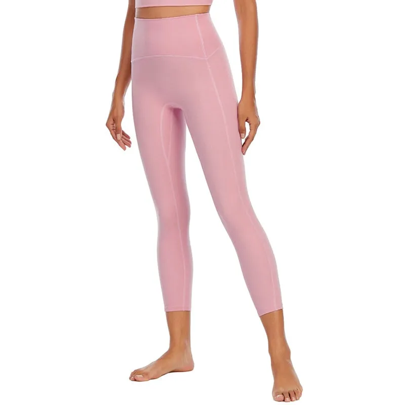 Yoga Leggings High Waist Yoga Pants Women Pink Anti-sweat Fitness Skin Workout Gym Leggings